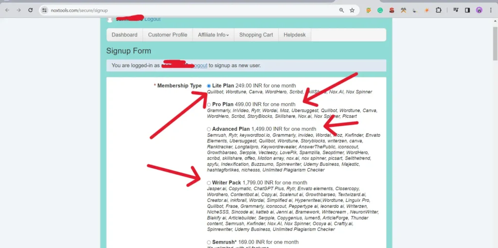 Noxtools plans and pricing